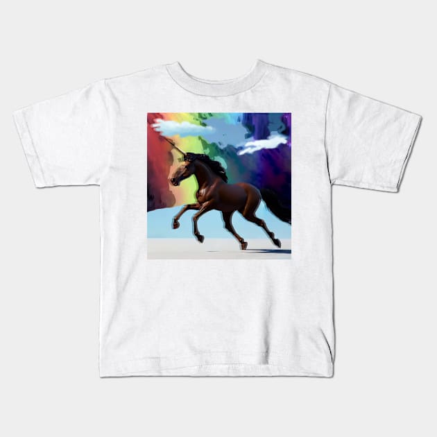 Majestic and Mysterious: Unraveling the Enigma of the Unicorn Artwork Kids T-Shirt by artist369
